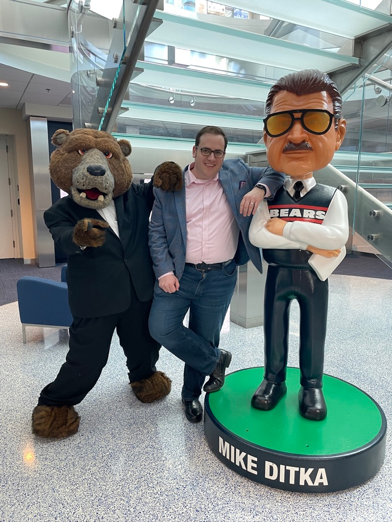 Scott Green with Staley at Halas Hall