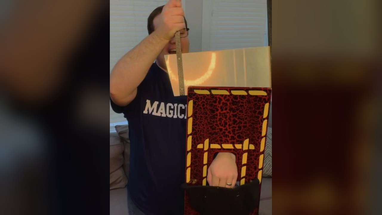 Scott Green with a hand chopper prop
