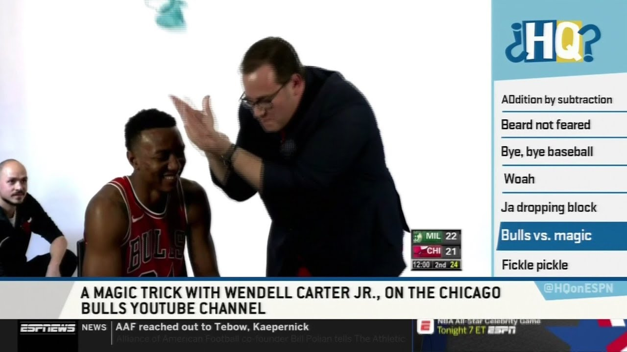 Scott Green performs magic for Chicago Bulls player Wendell Carter Jr.